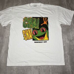 Vintage Rainforest Cafe Frog Graphic T Shirt Mens XL White Nature 90s 00s USA